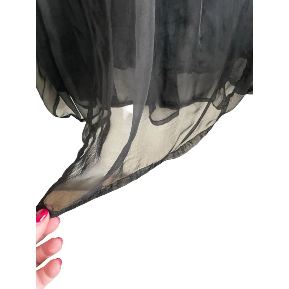 GoldStar Women Maxi Skirt Black Chiffon Overlay Adjustable Whimsigoth Fairy Y2K - Picture 9 of 13